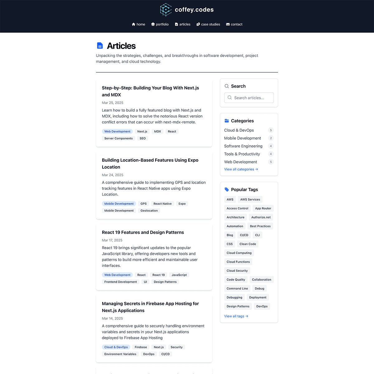 coffey.codes — Personal Blog & Portfolio — screenshot 2
